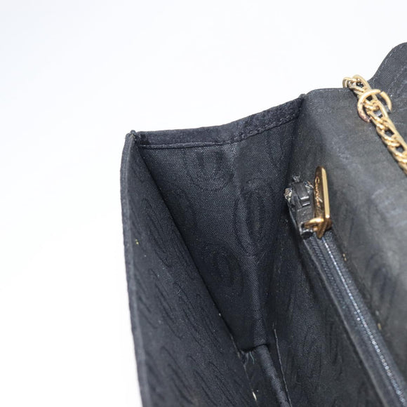 Cartier Chain Shoulder Bag cotton Black Gold Tone Auth BA16941