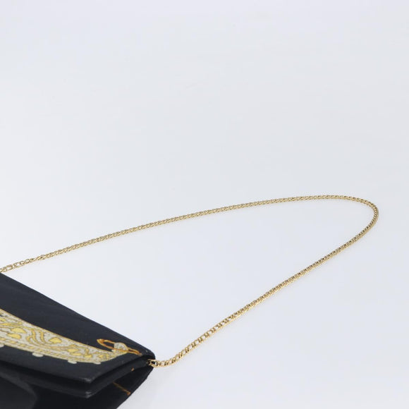 Cartier Chain Shoulder Bag cotton Black Gold Tone Auth BA16941