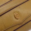 Cartier Must Line Clutch Bag Leather Beige Gold Tone Auth BA16943-14
