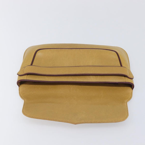 Cartier Must Line Clutch Bag Leather Beige Gold Tone Auth BA16943