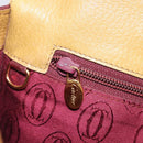 Cartier Must Line Clutch Bag Leather Beige Gold Tone Auth BA16943-20