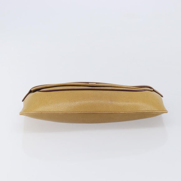 Cartier Must Line Clutch Bag Leather Beige Gold Tone Auth BA16943