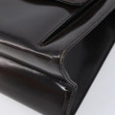 Salvatore Ferragamo Gancini Tote Bag Patent Dark Brown Gold Tone Auth BA16946-10
