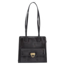 Salvatore Ferragamo Gancini Tote Bag Patent Dark Brown Gold Tone Auth BA16946-2