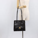 Salvatore Ferragamo Gancini Tote Bag Patent Dark Brown Gold Tone Auth BA16946-25