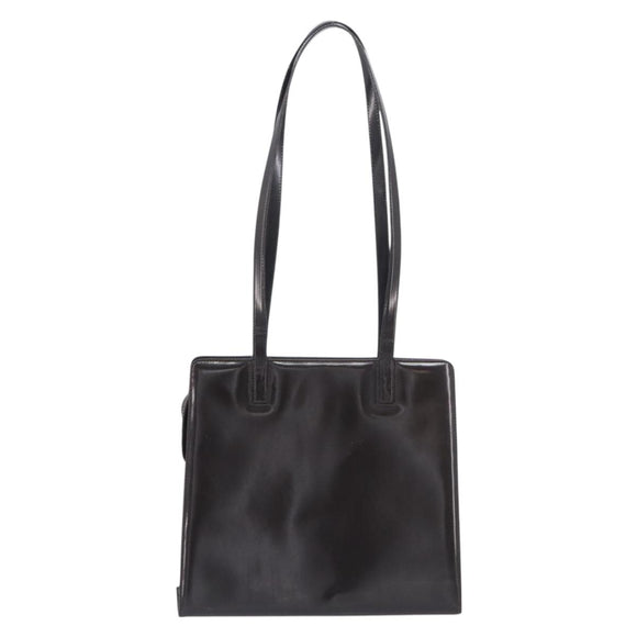 Salvatore Ferragamo Gancini Tote Bag Patent Dark Brown Gold Tone Auth BA16946