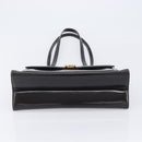 Salvatore Ferragamo Gancini Tote Bag Patent Dark Brown Gold Tone Auth BA16946-9