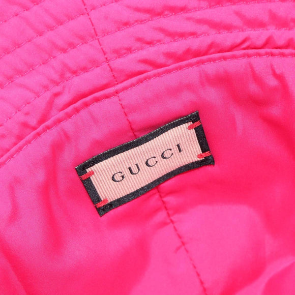 GUCCI GG Marmont Bucket Hat Nylon Pink Gold Tone 729470 Auth BA16952M