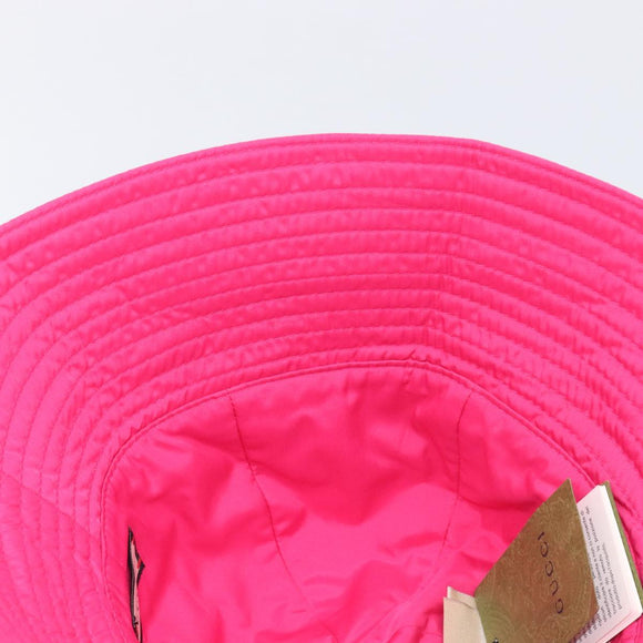 GUCCI GG Marmont Bucket Hat Nylon Pink Gold Tone 729470 Auth BA16952M