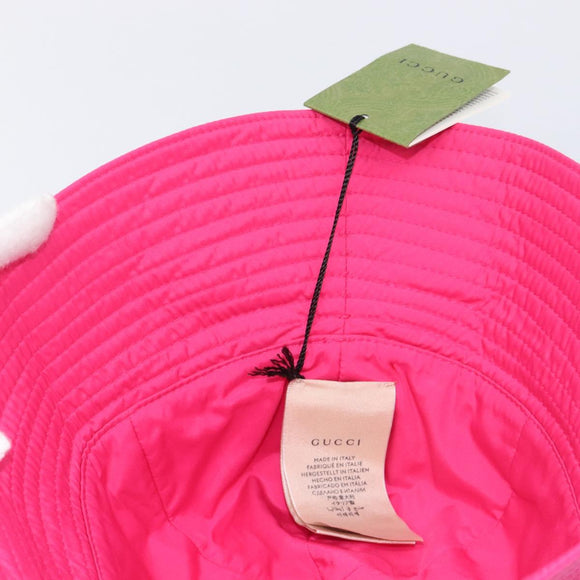 GUCCI GG Marmont Bucket Hat Nylon Pink Gold Tone 729470 Auth BA16952M
