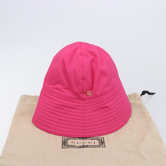 GUCCI GG Marmont Bucket Hat Nylon Pink Gold Tone 729470 Auth BA16952M