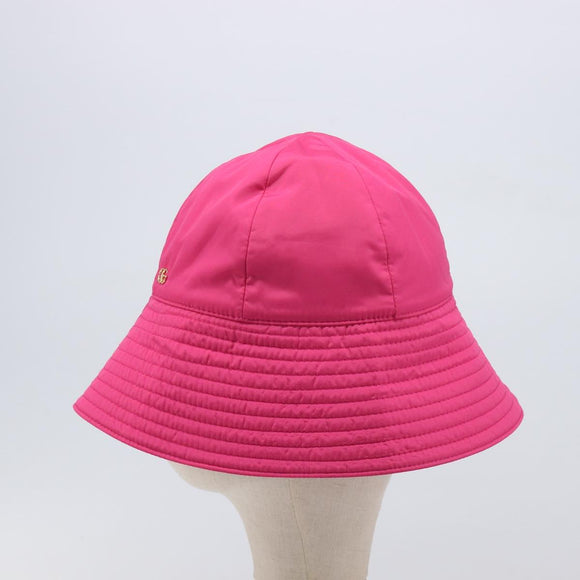 GUCCI GG Marmont Bucket Hat Nylon Pink Gold Tone 729470 Auth BA16952M
