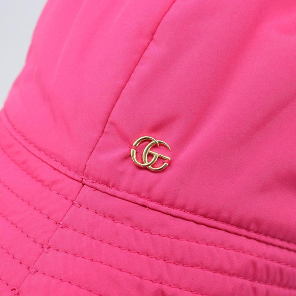GUCCI GG Marmont Bucket Hat Nylon Pink Gold Tone 729470 Auth BA16952M