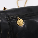 CHANEL Chain Shoulder Bag Patent Black Gold Tone CC Auth BA16956-16