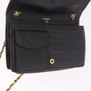 CHANEL Chain Shoulder Bag Patent Black Gold Tone CC Auth BA16956-19