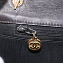 CHANEL Chain Shoulder Bag Patent Black Gold Tone CC Auth BA16956-24