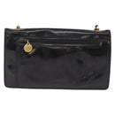CHANEL Chain Shoulder Bag Patent Black Gold Tone CC Auth BA16956-3
