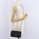 CHANEL Chain Shoulder Bag Patent Black Gold Tone CC Auth BA16956-30