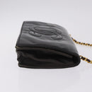 CHANEL Chain Shoulder Bag Patent Black Gold Tone CC Auth BA16956-5