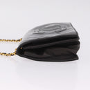 CHANEL Chain Shoulder Bag Patent Black Gold Tone CC Auth BA16956-6