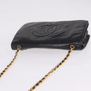 CHANEL Chain Shoulder Bag Patent Black Gold Tone CC Auth BA16956-7