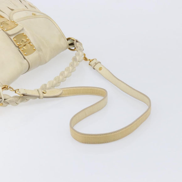 Miu Miu Matelasse Hand Bag Leather 2way Ivory Gold Tone Auth BA16957