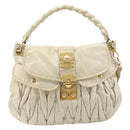 Miu Miu Matelasse Hand Bag Leather 2way Ivory Gold Tone Auth BA16957-2