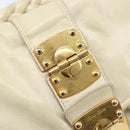 Miu Miu Matelasse Hand Bag Leather 2way Ivory Gold Tone Auth BA16957-21