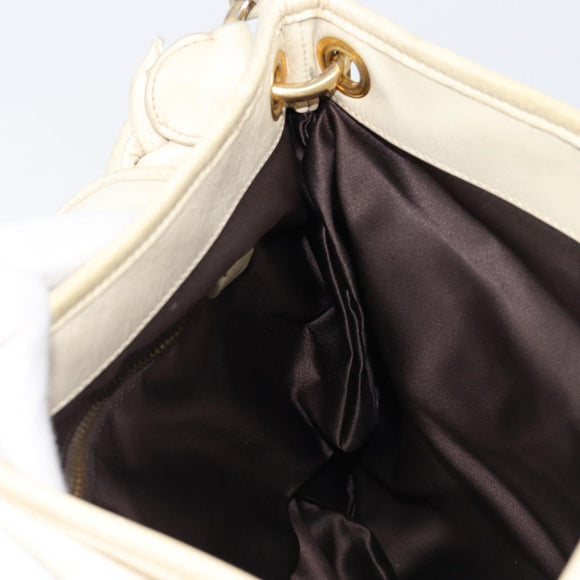 Miu Miu Matelasse Hand Bag Leather 2way Ivory Gold Tone Auth BA16957