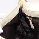 Miu Miu Matelasse Hand Bag Leather 2way Ivory Gold Tone Auth BA16957-27