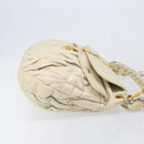 Miu Miu Matelasse Hand Bag Leather 2way Ivory Gold Tone Auth BA16957-4