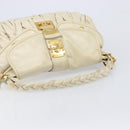 Miu Miu Matelasse Hand Bag Leather 2way Ivory Gold Tone Auth BA16957-7
