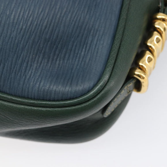 LOEWE Velazquez Shoulder Bag Leather Green Gold Tone Auth BA16958