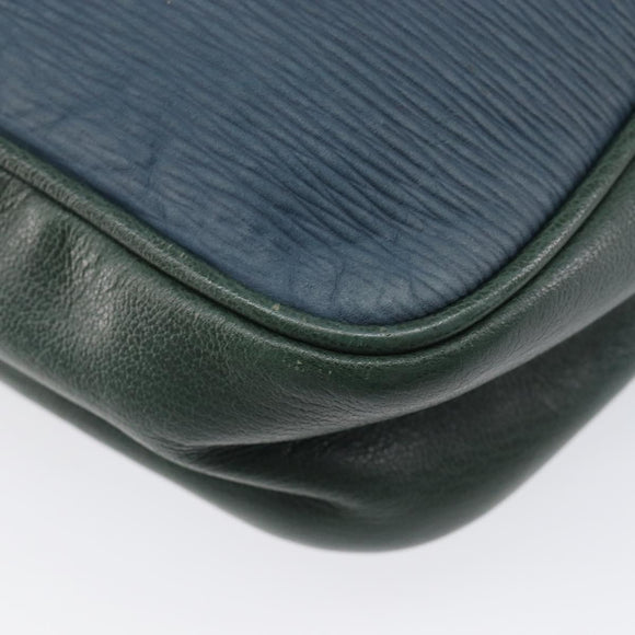LOEWE Velazquez Shoulder Bag Leather Green Gold Tone Auth BA16958