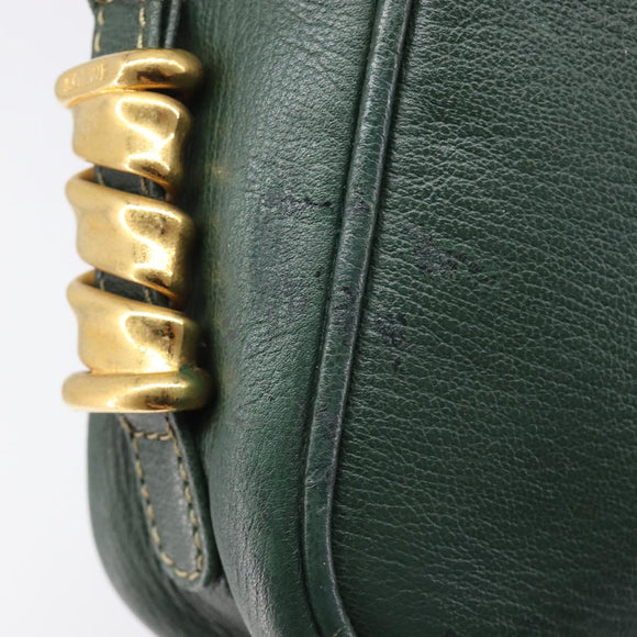 LOEWE Velazquez Shoulder Bag Leather Green Gold Tone Auth BA16958