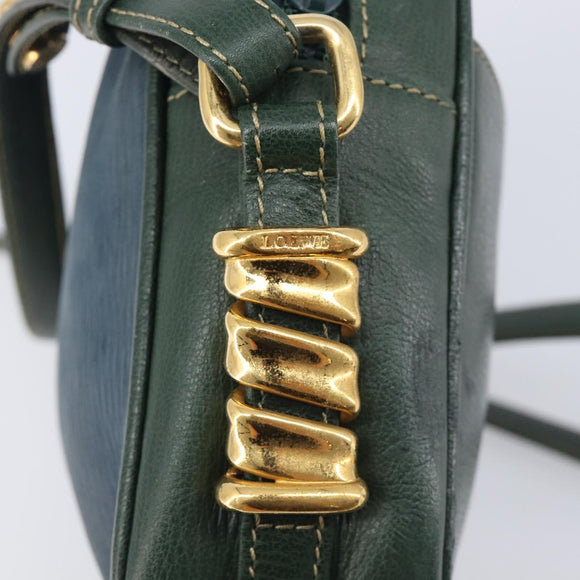 LOEWE Velazquez Shoulder Bag Leather Green Gold Tone Auth BA16958