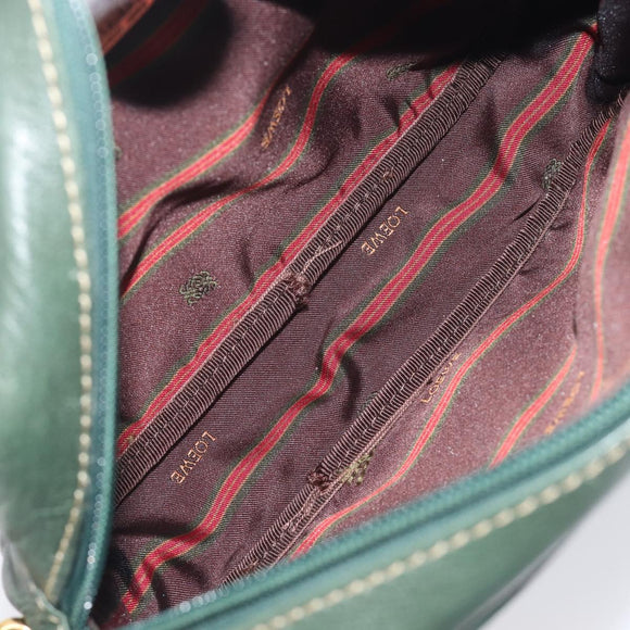 LOEWE Velazquez Shoulder Bag Leather Green Gold Tone Auth BA16958