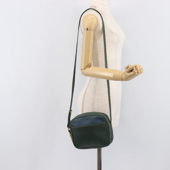 LOEWE Velazquez Shoulder Bag Leather Green Gold Tone Auth BA16958