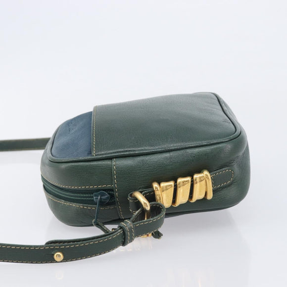 LOEWE Velazquez Shoulder Bag Leather Green Gold Tone Auth BA16958