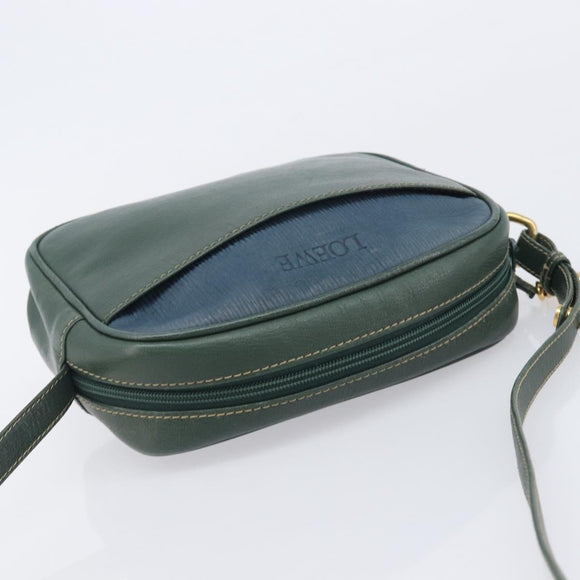 LOEWE Velazquez Shoulder Bag Leather Green Gold Tone Auth BA16958
