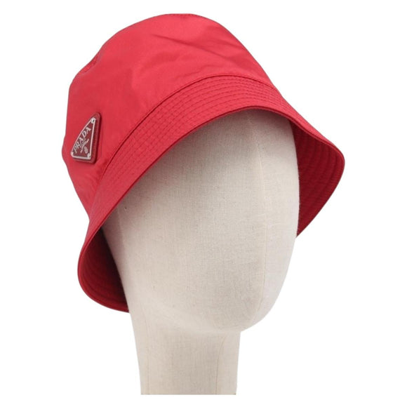 PRADA Bucket Hat Nylon Red Silver Auth BA16961M