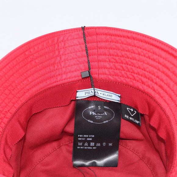 PRADA Bucket Hat Nylon Red Silver Auth BA16961M