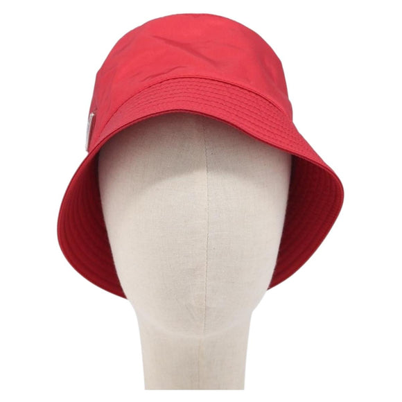 PRADA Bucket Hat Nylon Red Silver Auth BA16961M