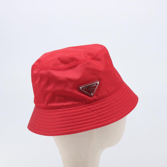 PRADA Bucket Hat Nylon Red Silver Auth BA16961M