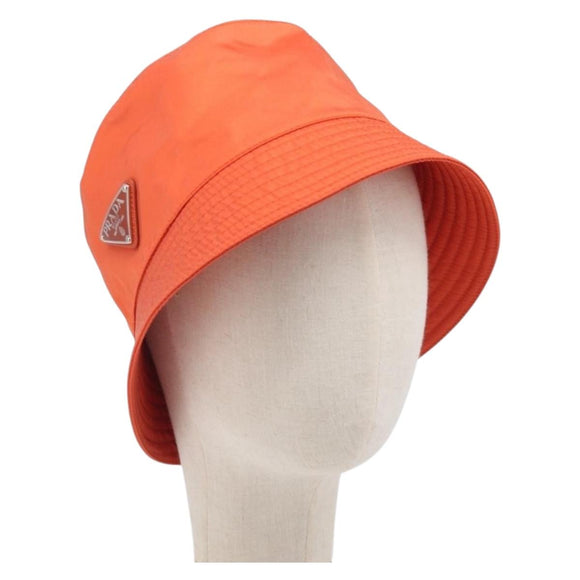 PRADA Bucket Hat Nylon Orange Silver Auth BA16962M