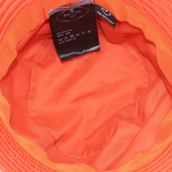 PRADA Bucket Hat Nylon Orange Silver Auth BA16962M