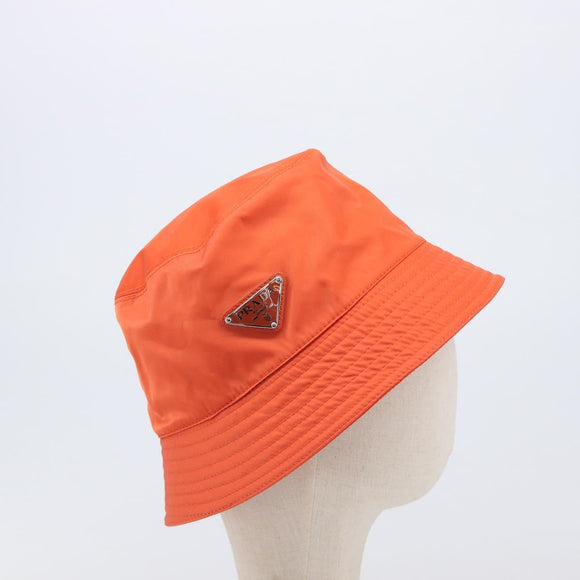 PRADA Bucket Hat Nylon Orange Silver Auth BA16962M