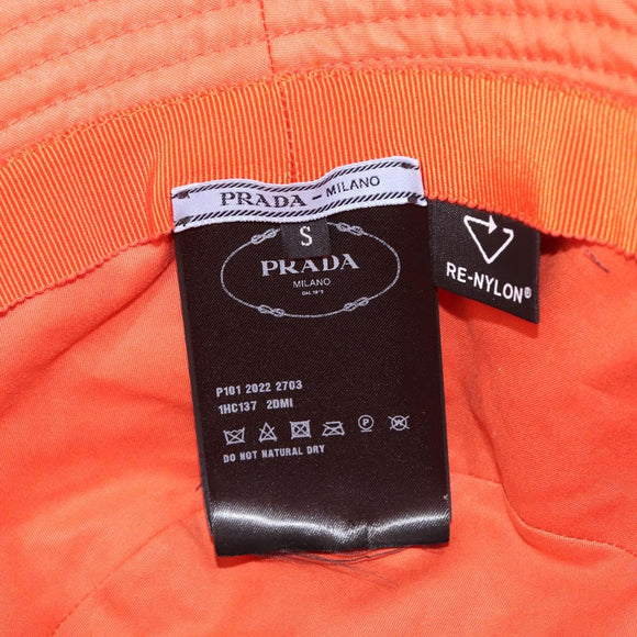 PRADA Bucket Hat Nylon Orange Silver Auth BA16962M
