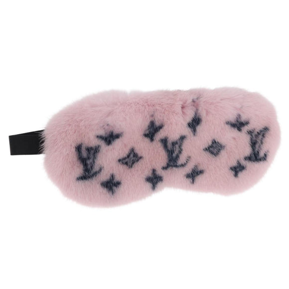 LOUIS VUITTON Mask Someille Eye Mask Fur Pink Black R97454 LV Auth BA16978M