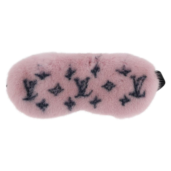 LOUIS VUITTON Mask Someille Eye Mask Fur Pink Black R97454 LV Auth BA16978M